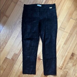 Calvin Klein Black Cropped Textured Ankle Pants